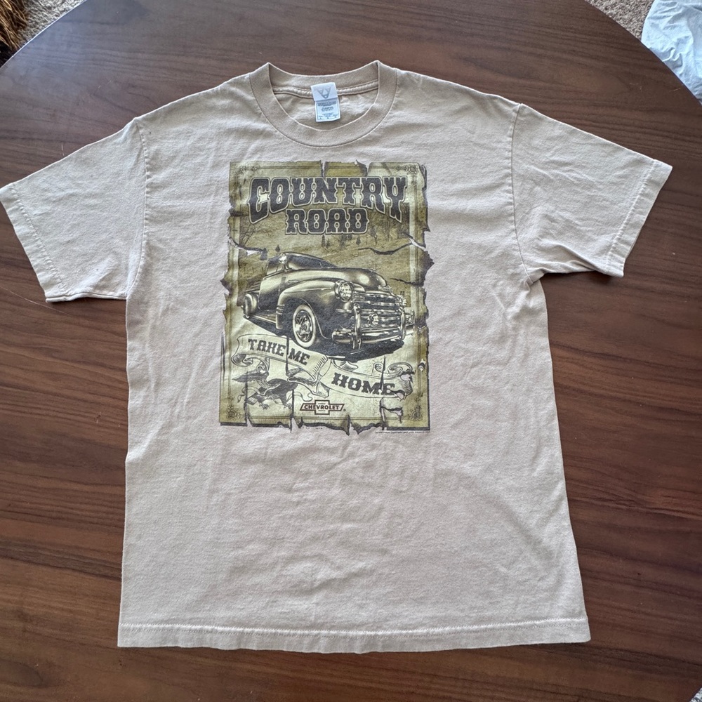 Chevrolte Tan Short Sleeve Tee with Vintage Graphic